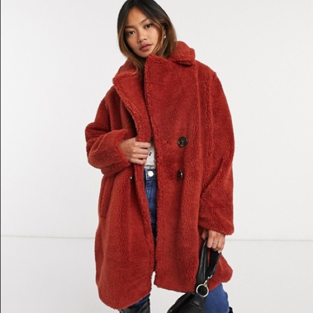 NWT AX Paris Rust Oversized teddy coat - rust